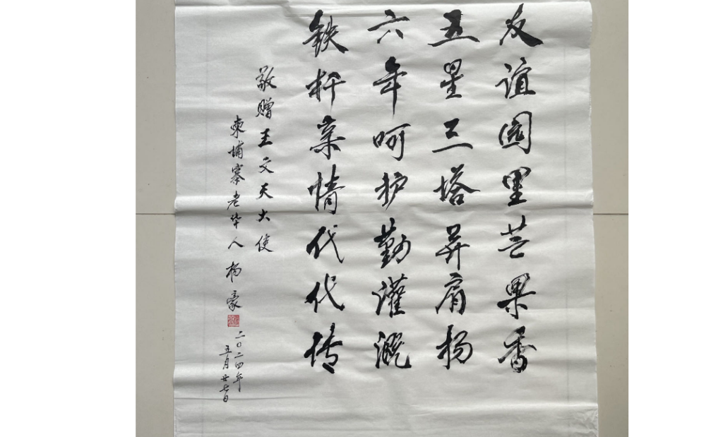 八旬老侨诗赠大使 共叙中柬友谊长青